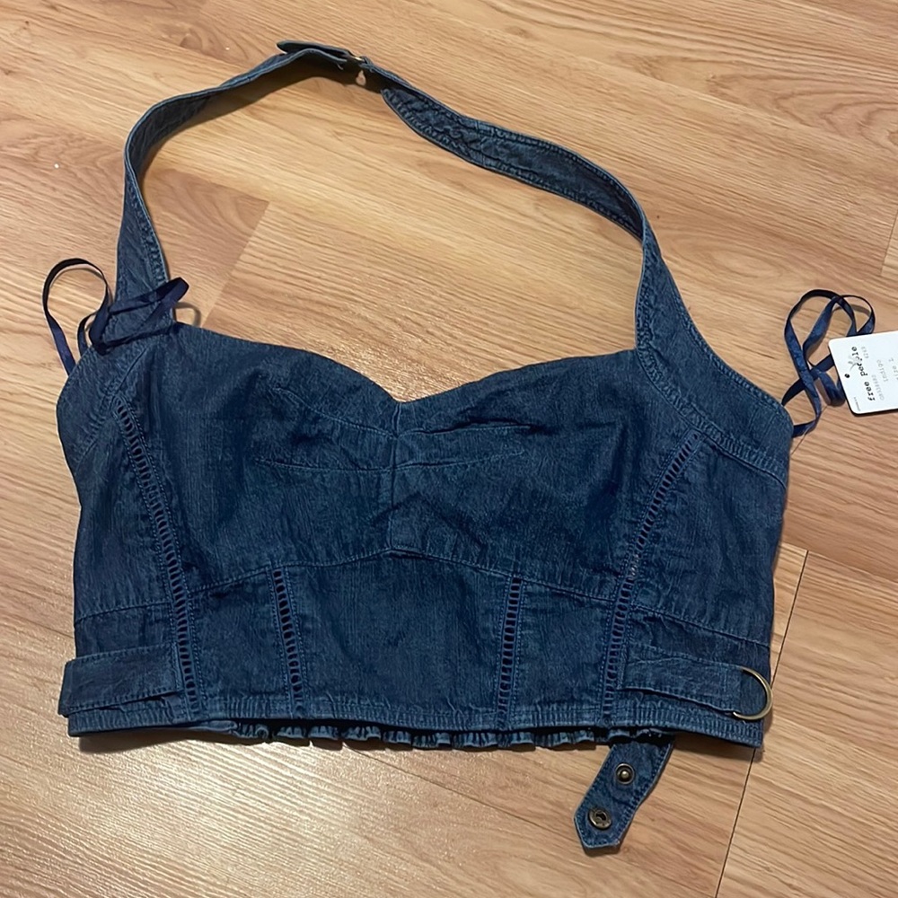 Free People denim crop top